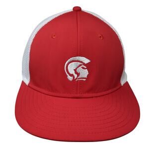Spartan Head Fitted Mesh Back Trucker Hat Red Large Embroidered The Game